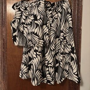 Philosophy Black and White Leaf-Stripe Two-Piece Set